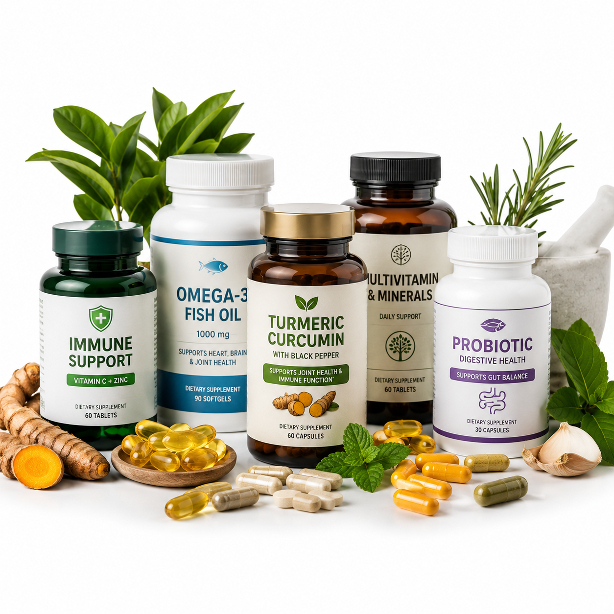 A group of supplements to serve as cover of dietary supplement category