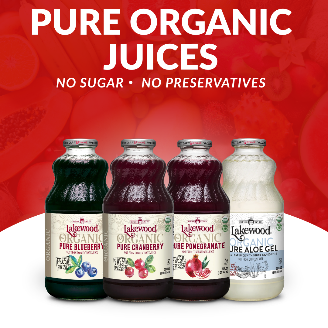 a picture of organic juices in a line up